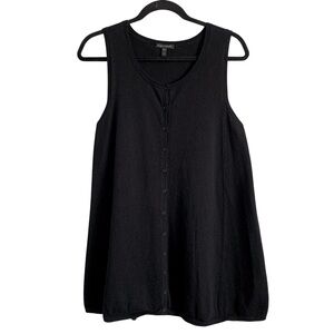 Eileen Fisher Cashmere & Cotton Blend Sleeveless Buttoned Sweater Vest